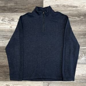 Eddie Bauer Navy‎ Blue Mens TL Quarter Zip Mock Neck Knit Sweater Preppy Office